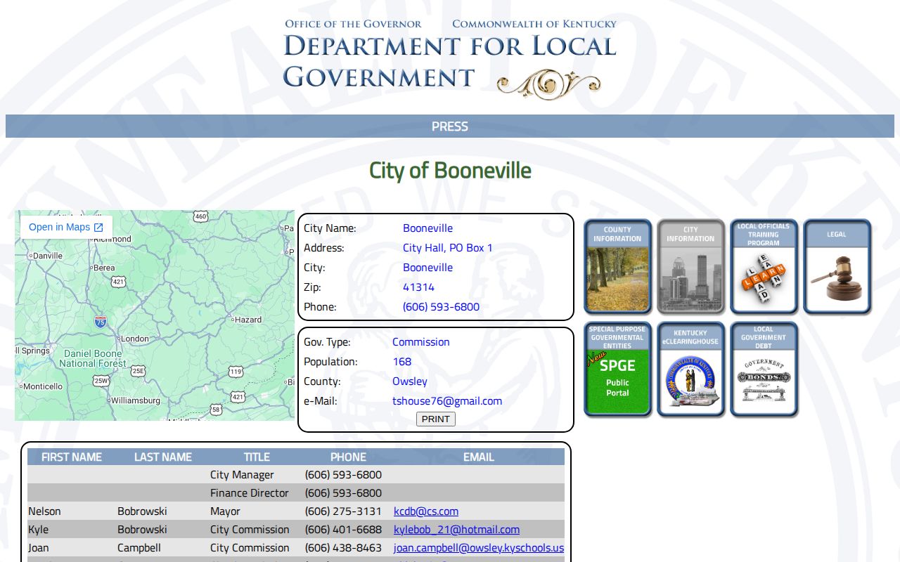 Booneville Kentucky profile and police information for busted mugshot record searches