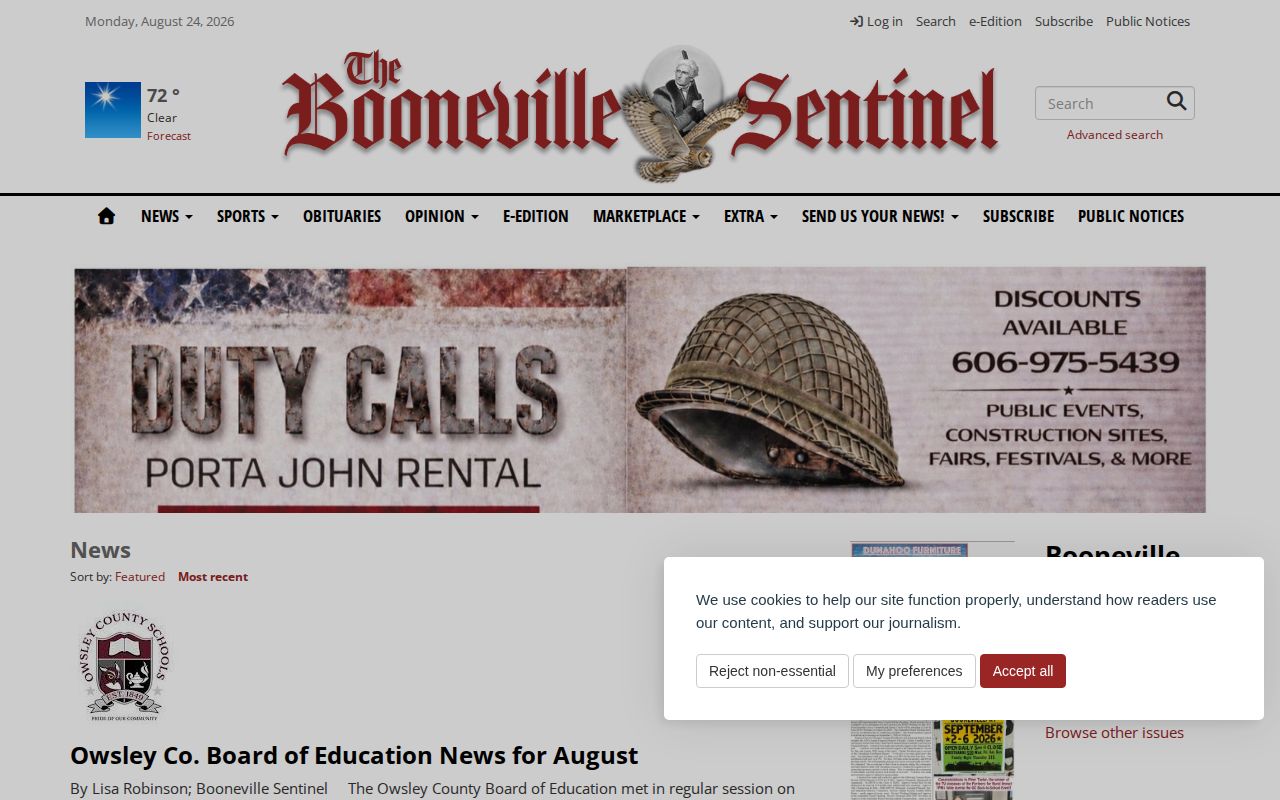 Owsley County crime news section at the Booneville Sentinel